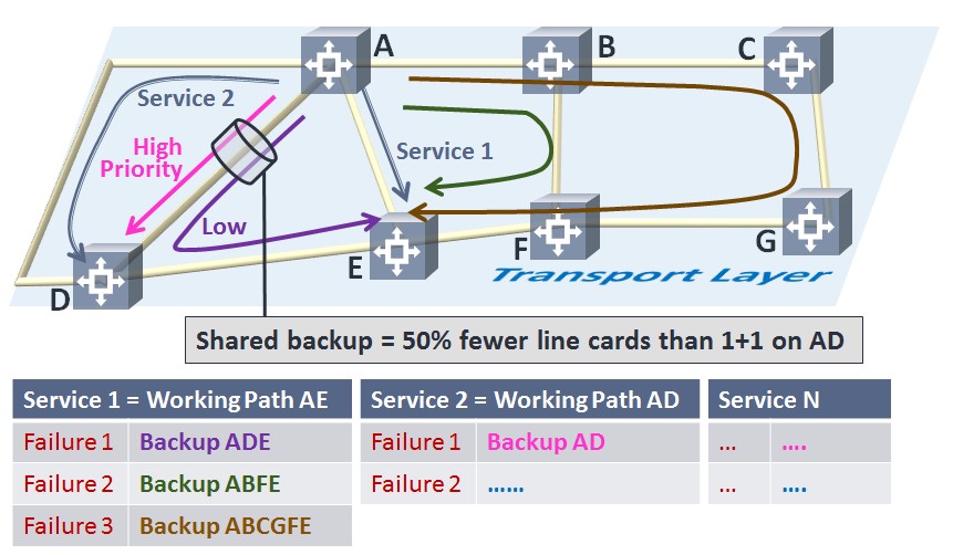 Figure 2: 1+1 Dedicated Protection vs. SMP
