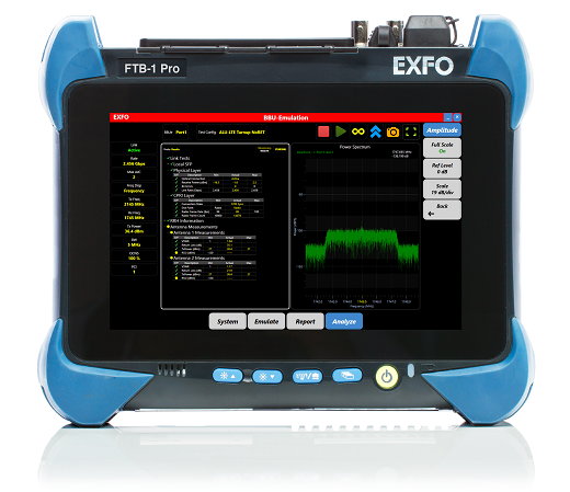 EXFO's FTB-1 Pro with BBU emulation EXFO's FTB-1 Pro with BBU emulation