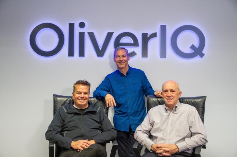OliverIQ company leadership - pictured from left to right: Eric Smith, Co-Founder & CTO; Glen Mella, CRO; Will West, Co-Founder and CEO