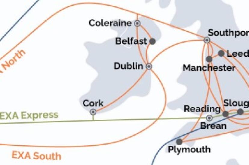 The hybrid microwave-fibre route will see microwave technology introduced between Slough-LD4 and EXA’s Cable Landing Station in Cork