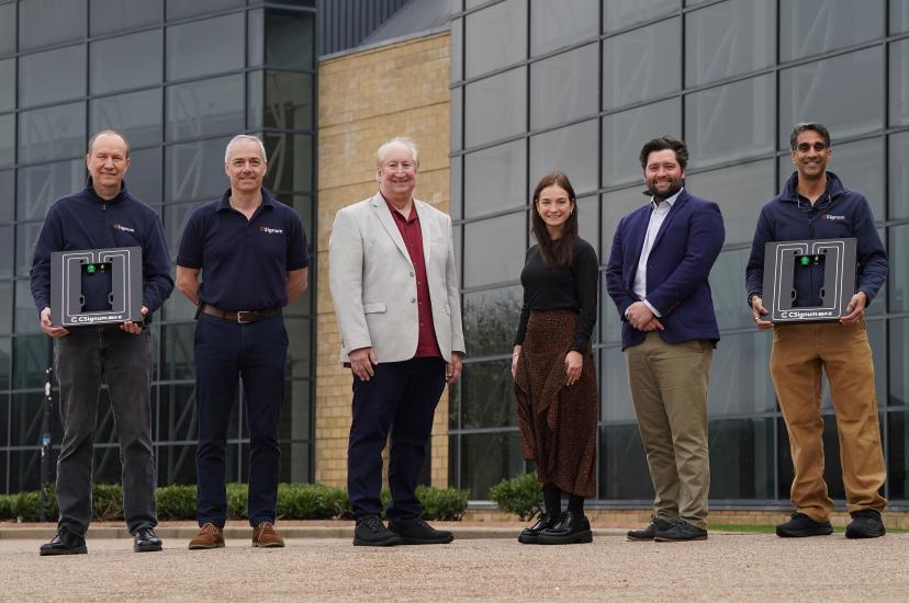 L-R Mark Rhodes CTO, Richard Hopkins Board Member & Chairman, Jonathan Reeves CEO, Claire Cramm Investment Manager Par Equity, Dan McKiddie Investment Manager Archangels, Rob Soni, Board Member & Investor