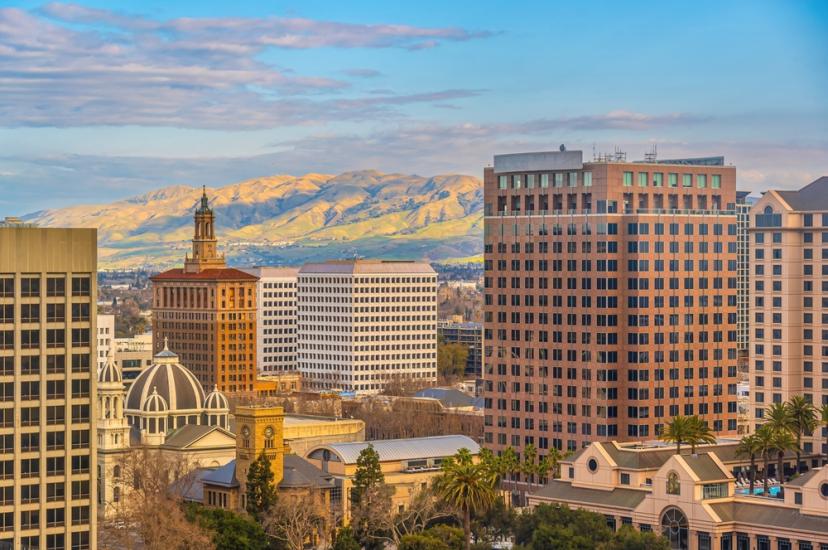 Downtown San Jose city skyline, cityscape of Silicon Valley in California, USA