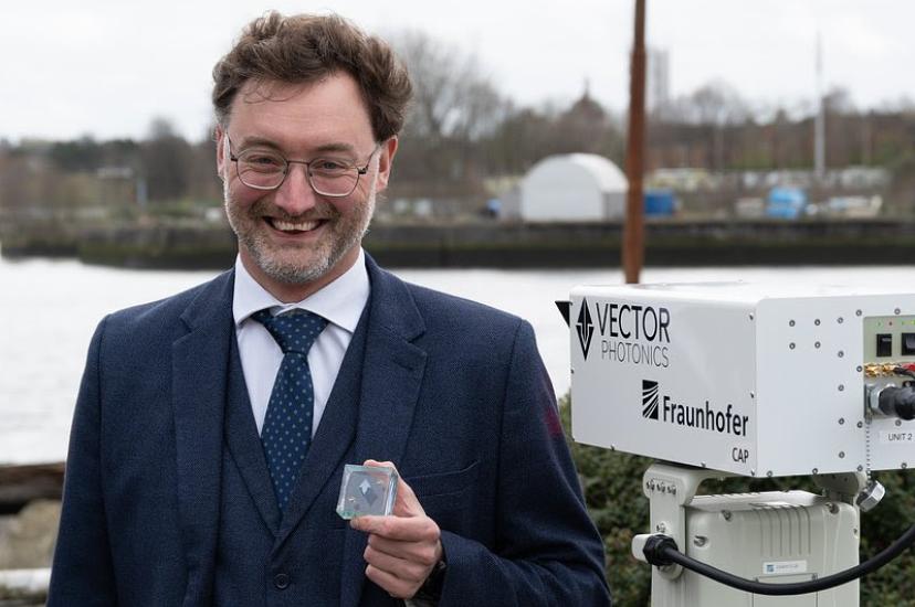 Dr Richard Taylor, CEO and Founder of Vector Photonics, with the PCSEL