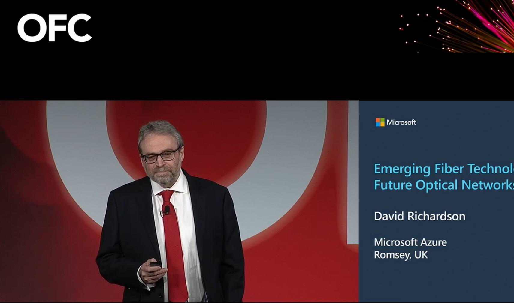 David Richardson, Partner Researcher at Microsoft, speaking at OFC 2024