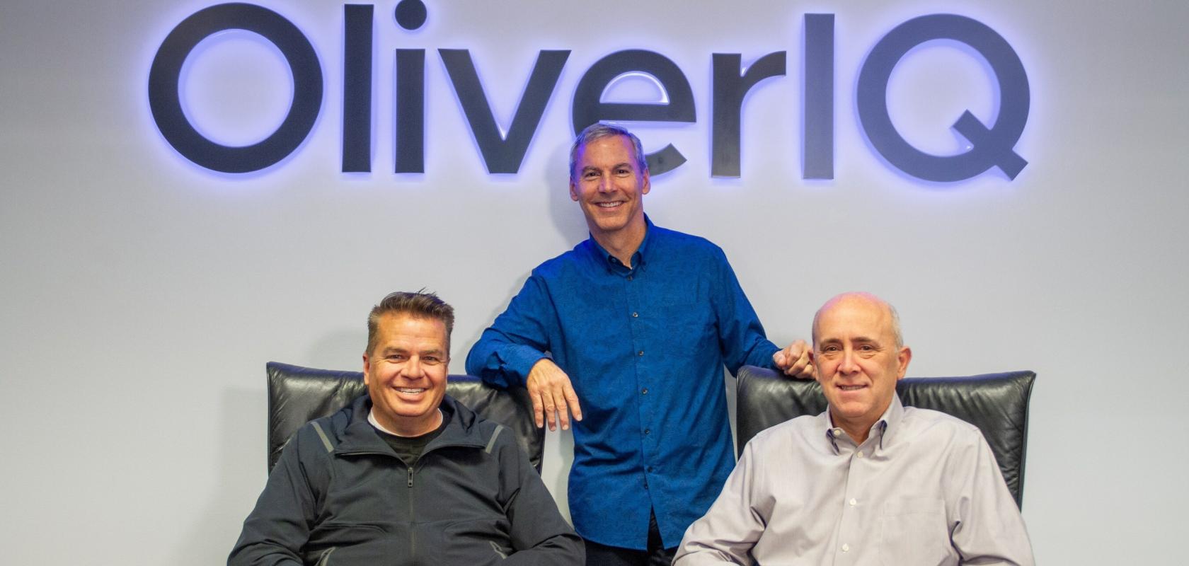 OliverIQ company leadership - pictured from left to right: Eric Smith, Co-Founder & CTO; Glen Mella, CRO; Will West, Co-Founder and CEO