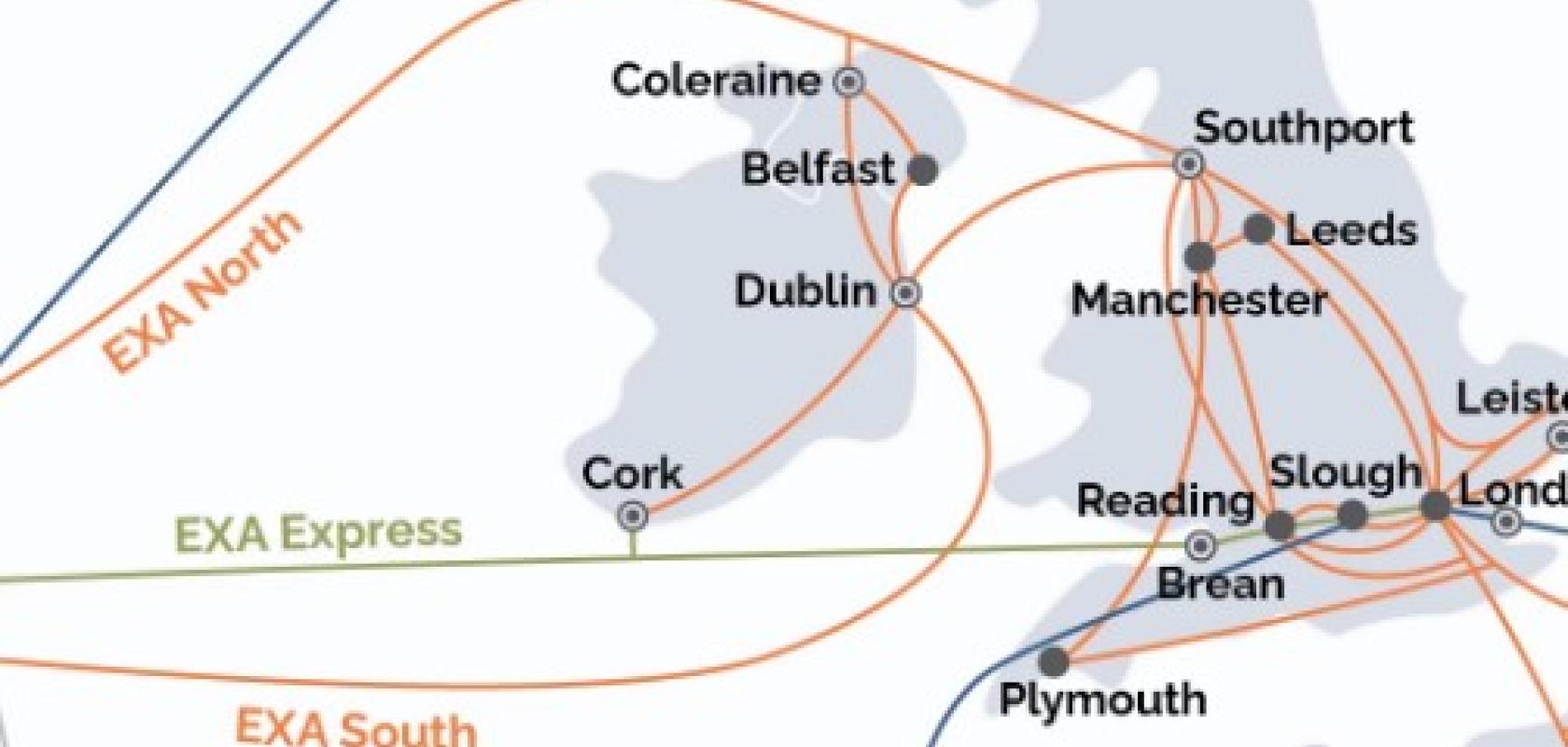 The hybrid microwave-fibre route will see microwave technology introduced between Slough-LD4 and EXA’s Cable Landing Station in Cork