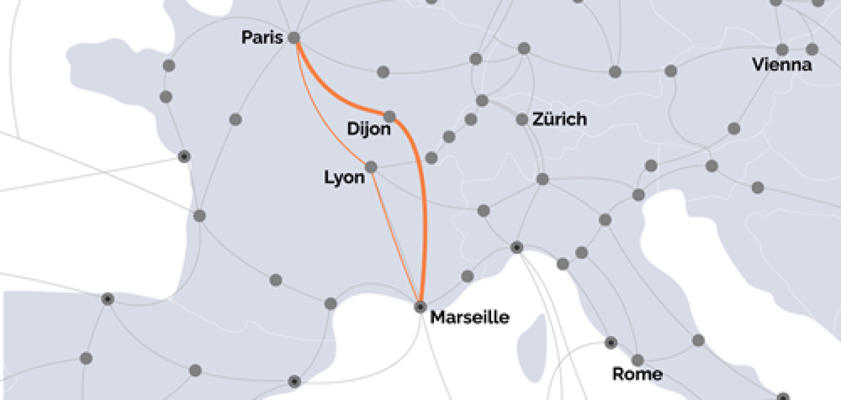 Marseille and Paris fibre cable route
