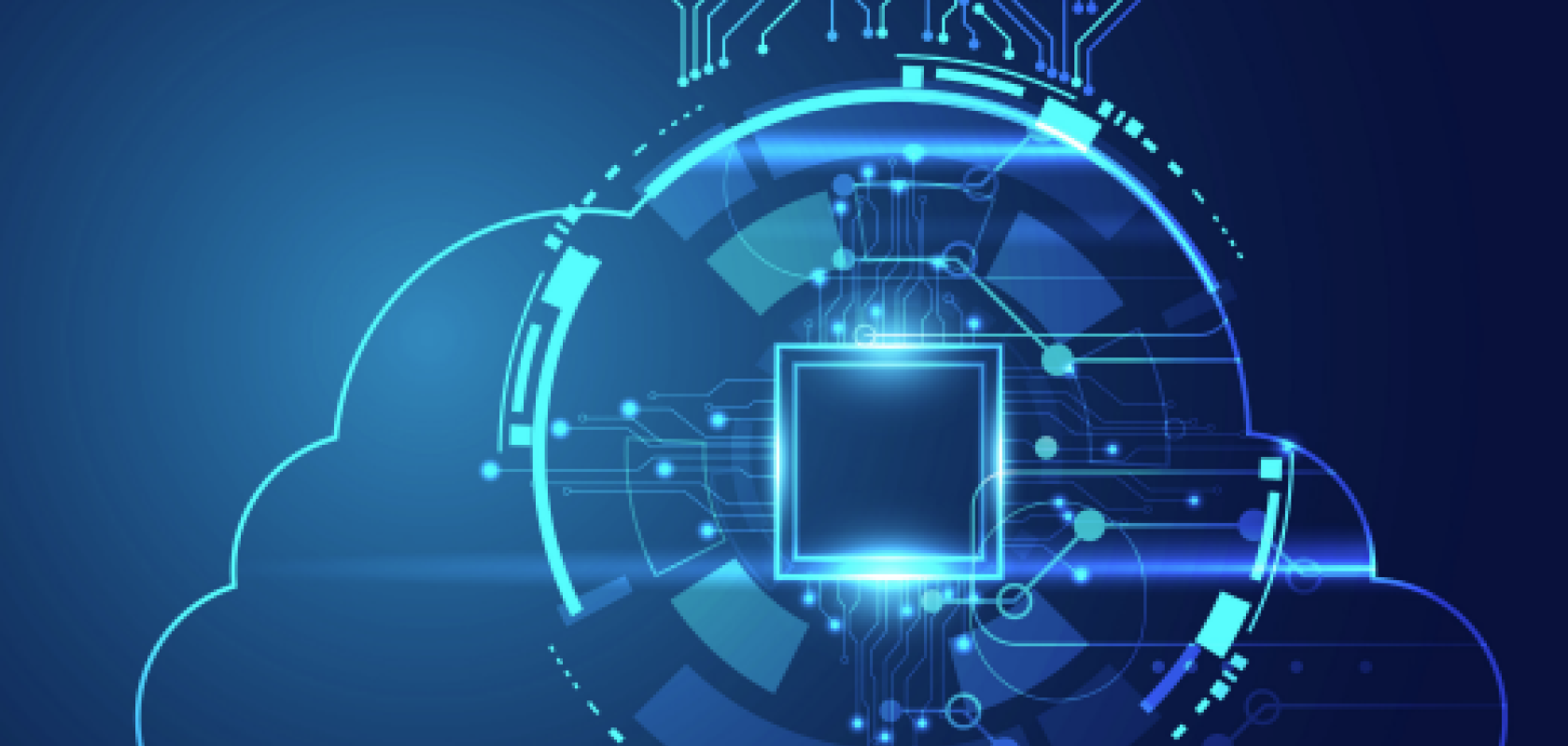 The front cover of the World Broadband Association’s 'Broadband and Cloud Development Index Report 2025.' The design features a dark blue background with a central graphic of a glowing microchip inside a digital circle, surrounded by the outline of a cloud and vertical circuit board lines