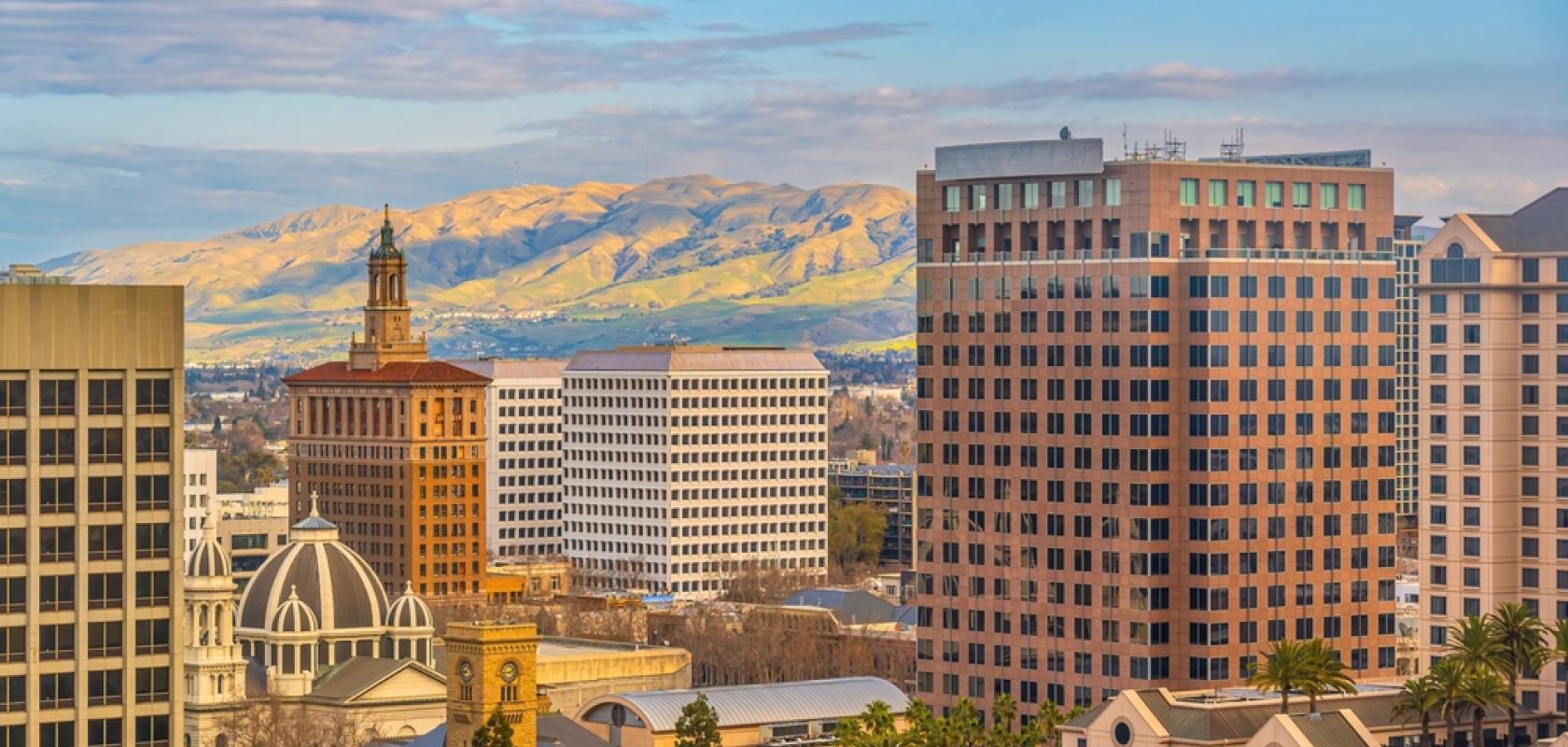 Downtown San Jose city skyline, cityscape of Silicon Valley in California, USA