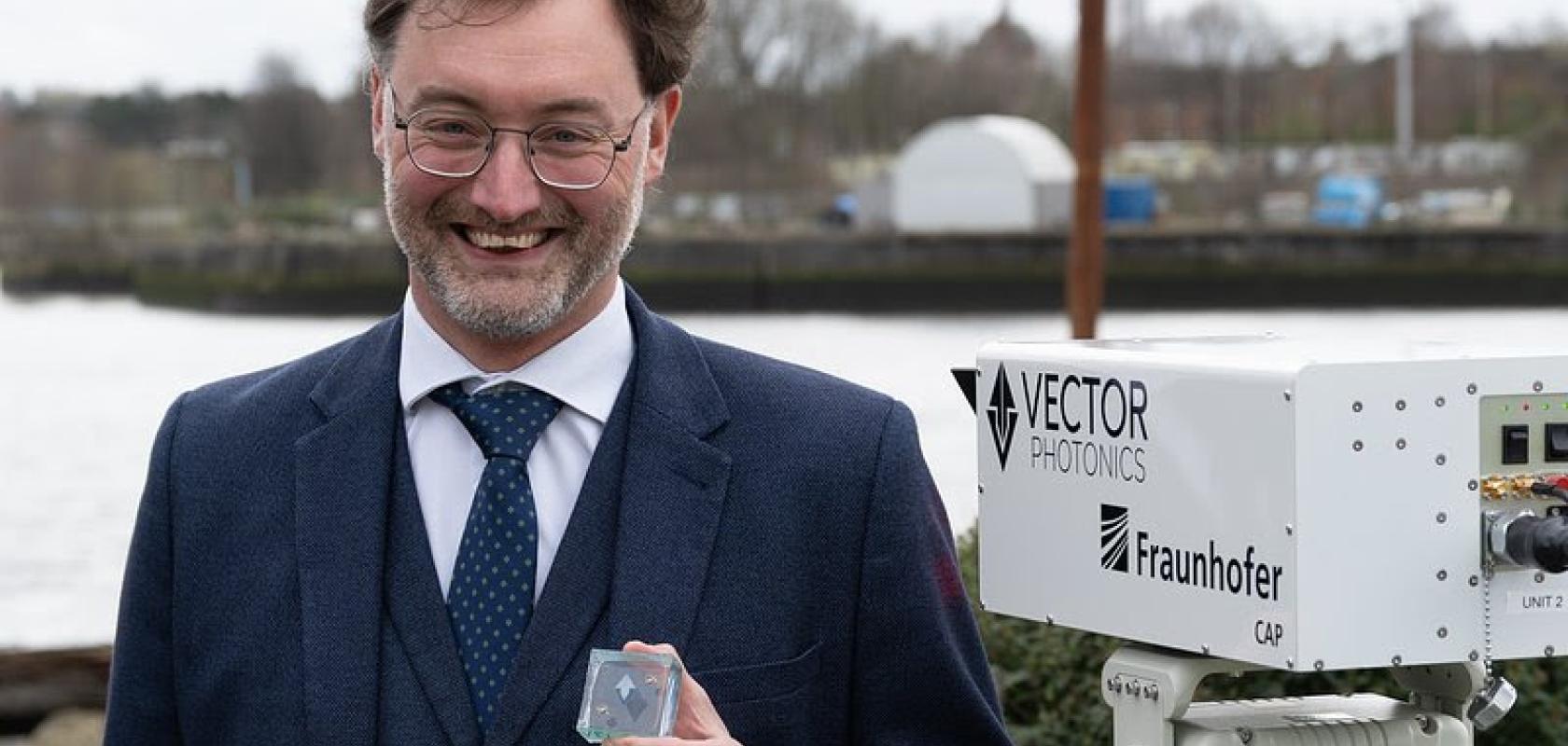 Dr Richard Taylor, CEO and Founder of Vector Photonics, with the PCSEL