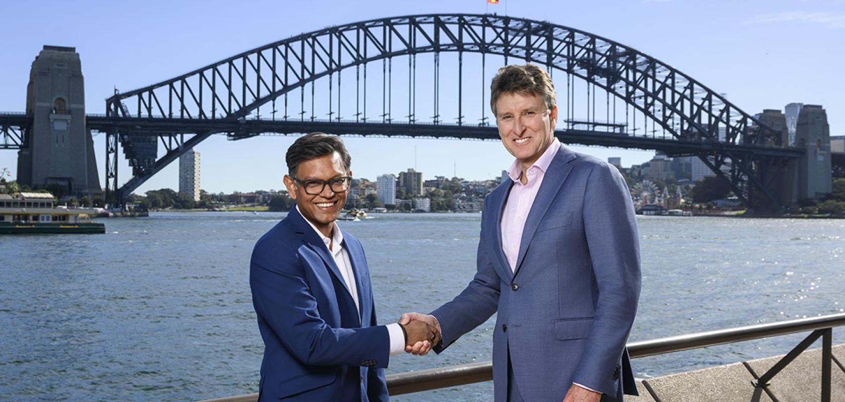 Bikash Koley, Vice President, Global Infrastructure, Google, and Steven Worrall, CEO, Telstra Digital Infrastructure (Credit: Google)