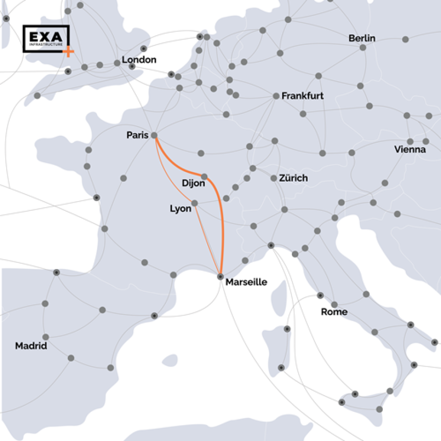 Marseille and Paris fibre cable route